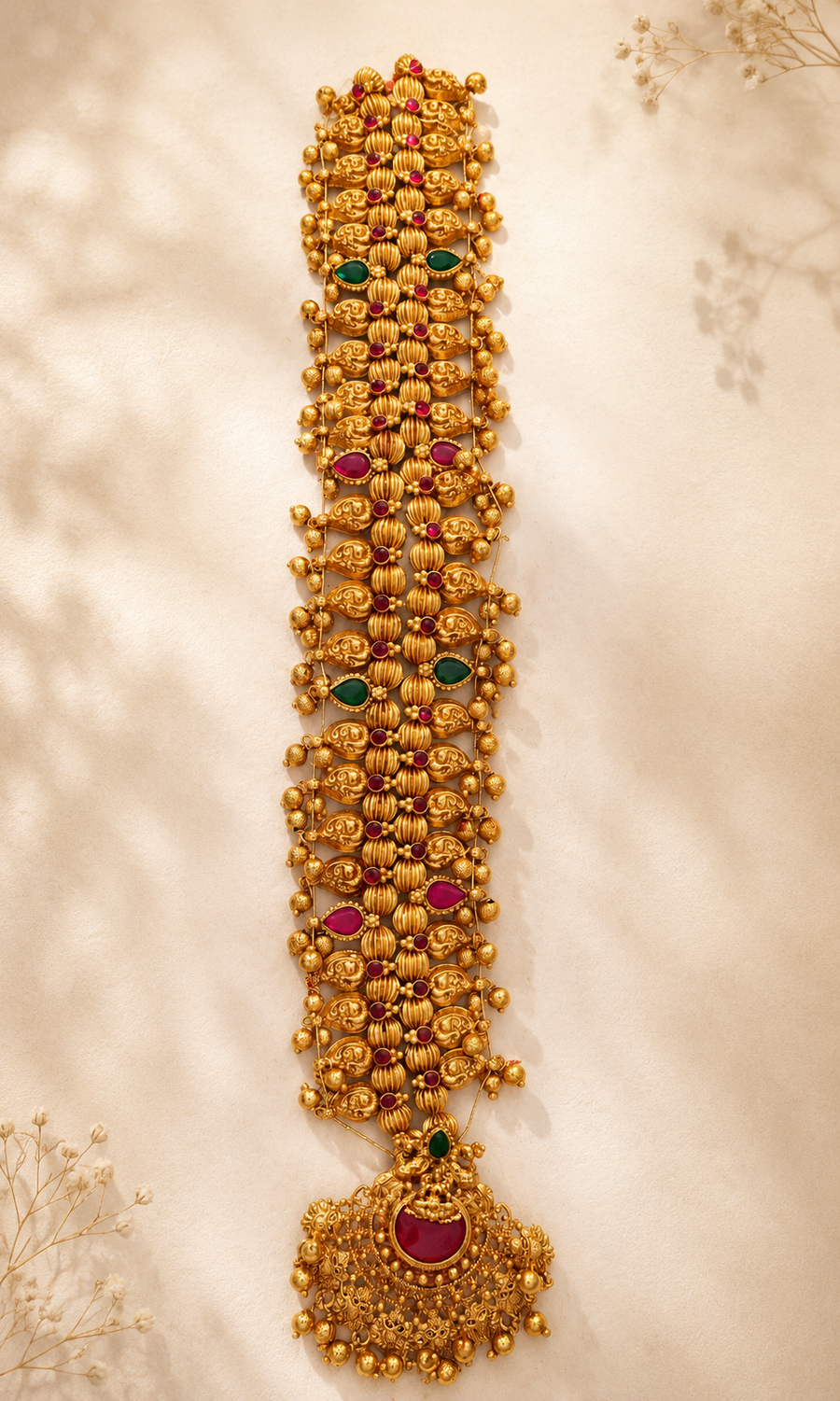Kolhapuri Saaj Long Necklace with Pendant – Geru Polish