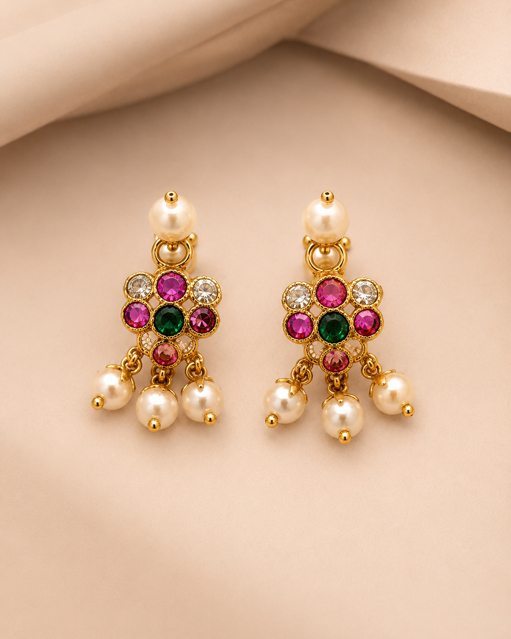 Navrang Pearl Maharashtrian Chinchapeti Necklace and Earrings Set
