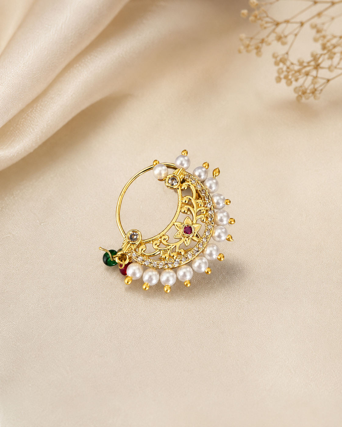 Kaju Pearl Piercing Maharashtrian Nath